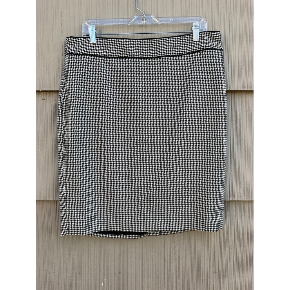 Banana Republic Houndstooth Pencil Skirt Black White Size 14 Business Skirt